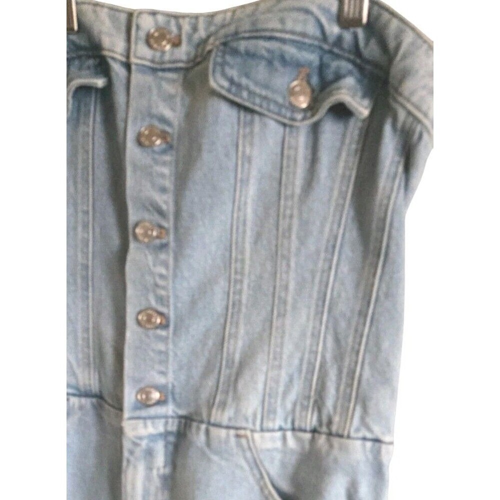 Express Denim Corset Wide Leg Jumpsuit Button Front Light Wash Size Large - Picture 4 of 8